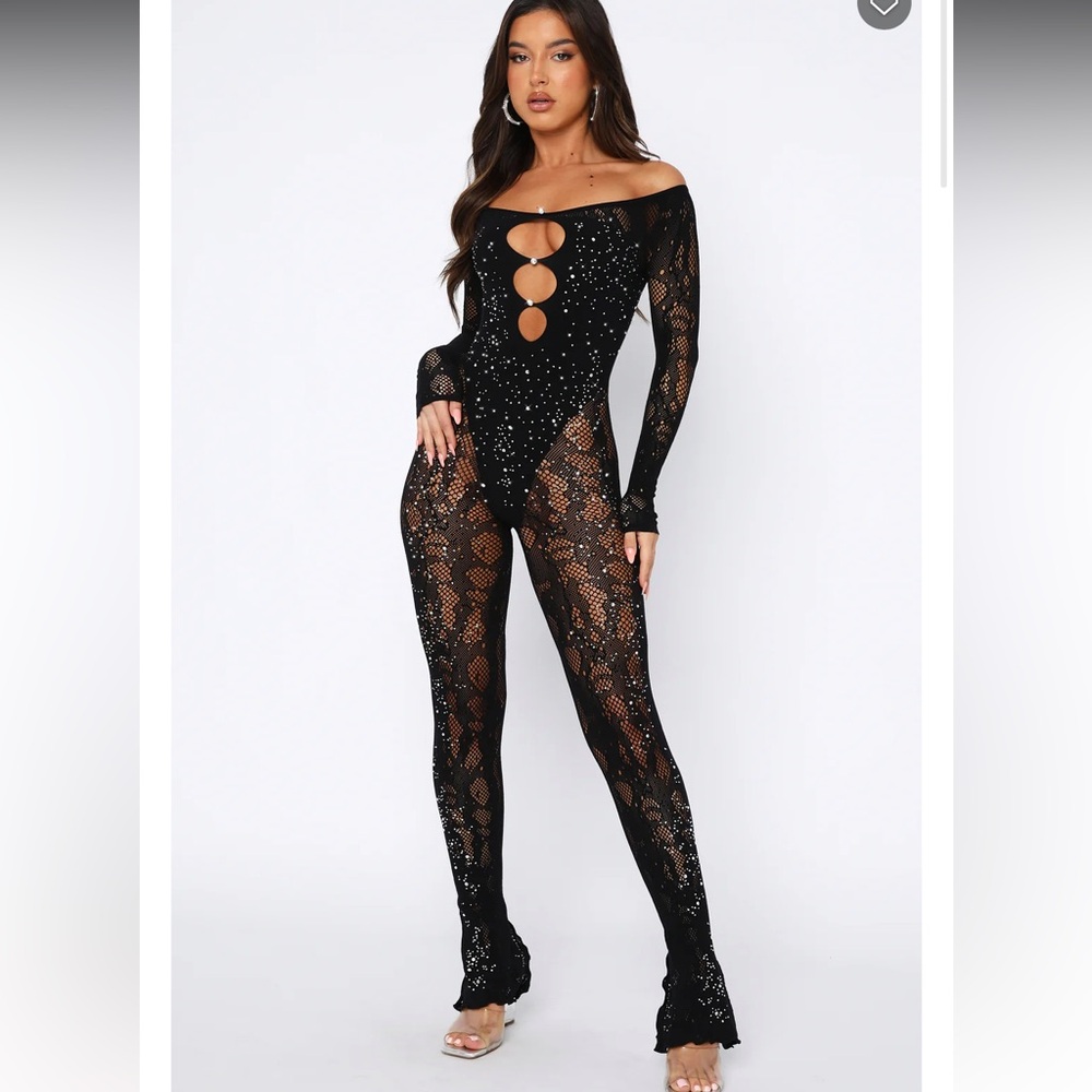 Pressure Makes Diamonds Long Sleeve Jumpsuit Black - one size fit all
